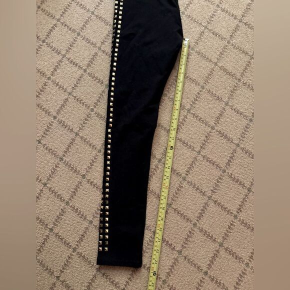 Nordstrom Black leggings w triple row gold stud detail NWOT S - Picture 3 of 5